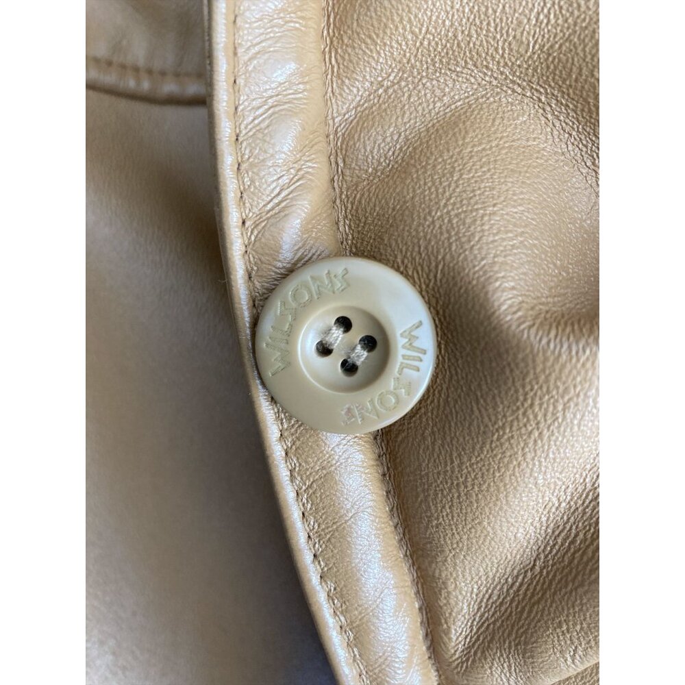 Wilsons Leather Women's Tan Faux Shearling-Lined Jacket Belted Waist S READ - Picture 8 of 11